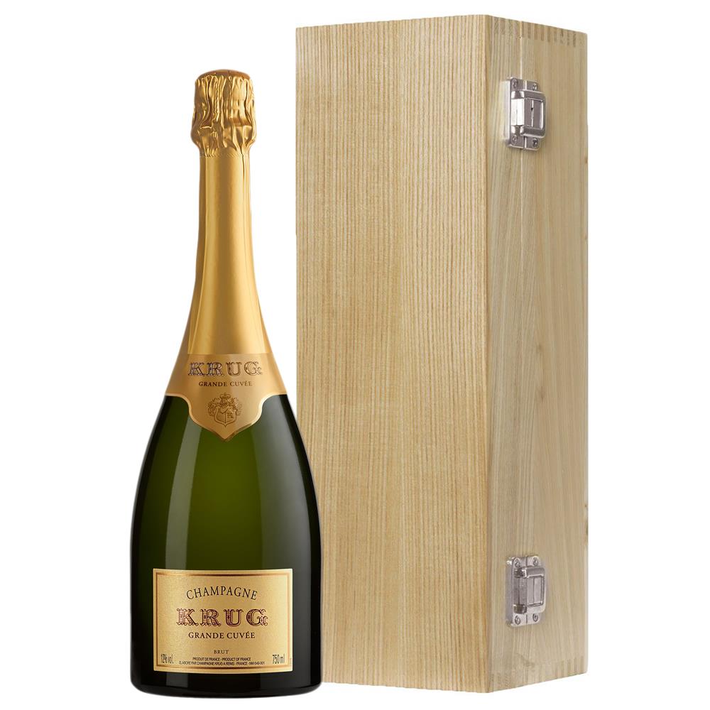 Krug Grande Cuvee Editions Champagne 75cl Oak Luxury Gift Boxed